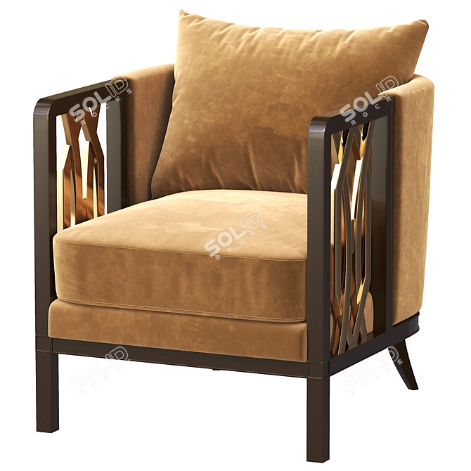 Sleek Leopard Club Chair 3D model image 2