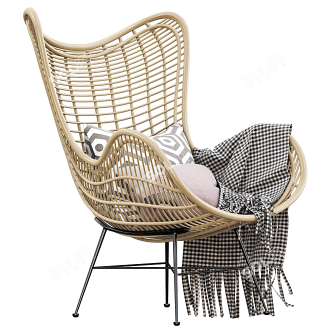 Natural Rattan Egg Chair: Stylish and Organic 3D model image 1