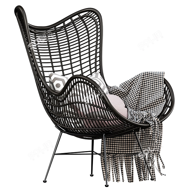 Natural Rattan Egg Chair: Stylish and Organic 3D model image 4