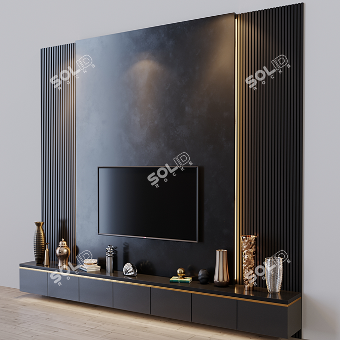 Title: Modern TV Set Design 3D model image 2