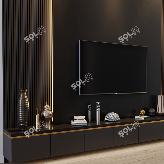 Title: Modern TV Set Design 3D model image 3