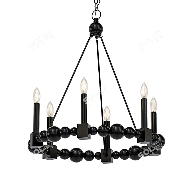 Elegant Black Randers Chandelier 3D model image 1