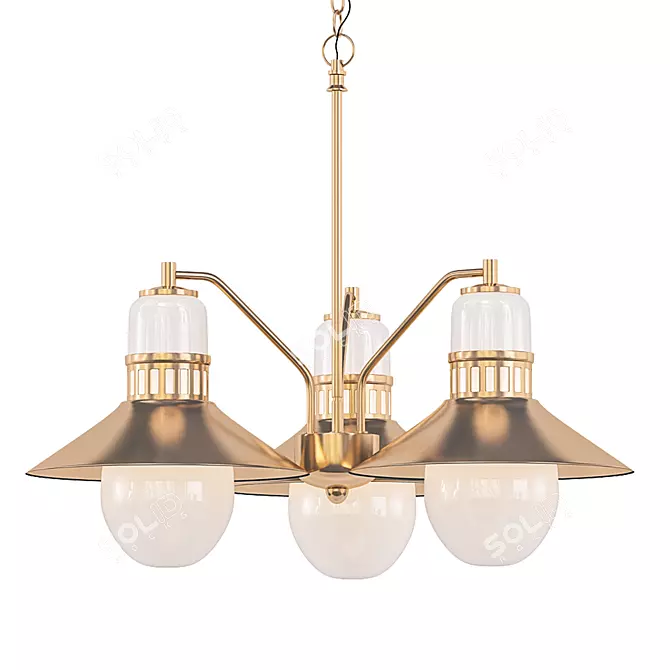 Vintage Brass Gold Adjustable Chandelier 3D model image 1