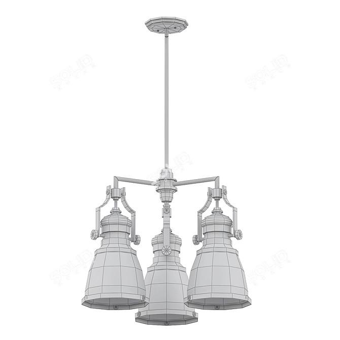 Elegant Satin Nickel Chandelier 3D model image 2