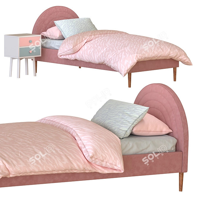 Rainbow Shaped Single Bed 3D model image 1