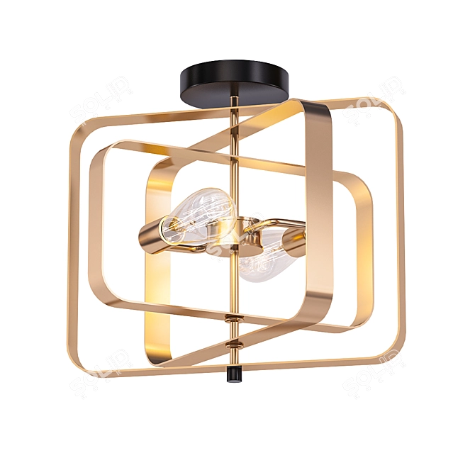 Contemporary Glass Flush Light 3D model image 1