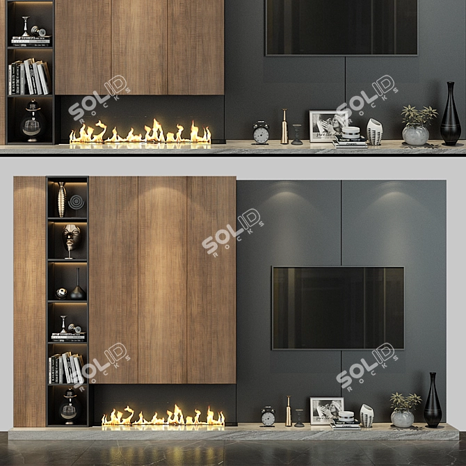 Modern TV Wall Set 0182 3D model image 1