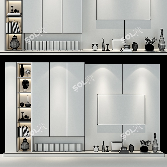 Modern TV Wall Set 0182 3D model image 2