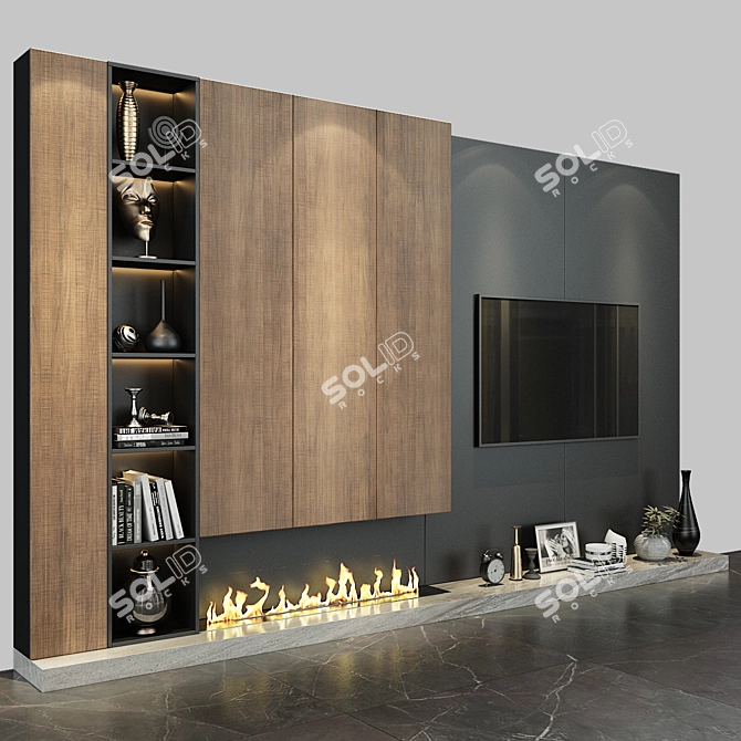 Modern TV Wall Set 0182 3D model image 3