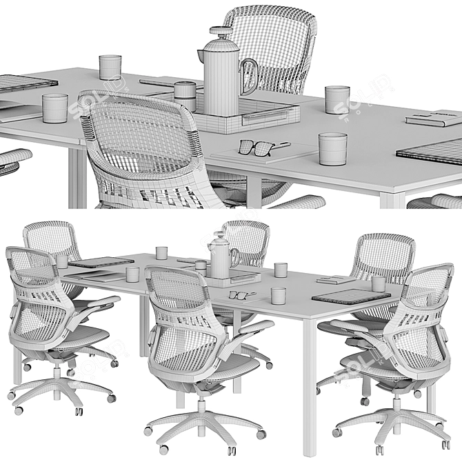 TurboSmooth Woody Conference Table 3D model image 5