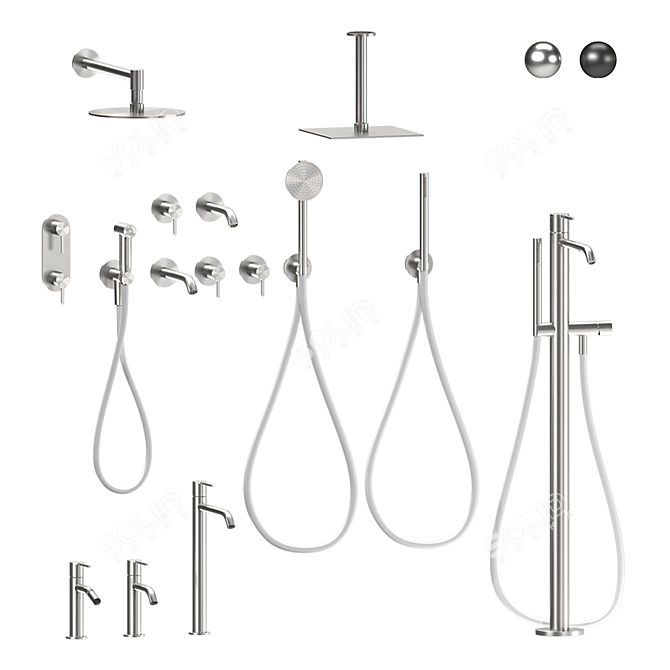 Cea Innovo Set: Sleek Chrome and Matte Black Fixtures 3D model image 1