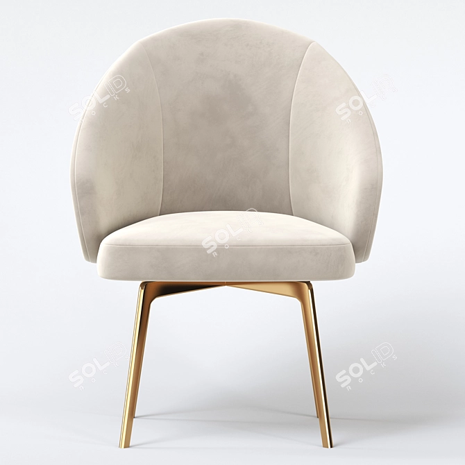  Plush Chenille Dining Chair 3D model image 3