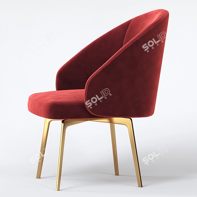 Plush Chenille Dining Chair 3D model image 4