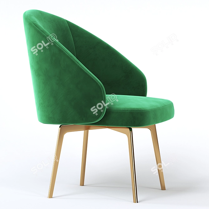  Plush Chenille Dining Chair 3D model image 6