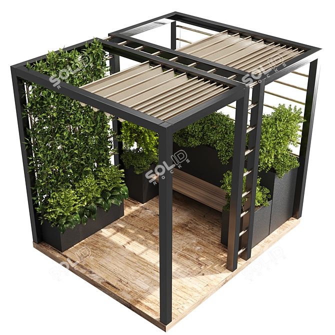 Outdoor Oasis: Pergola Furniture Set 3D model image 2