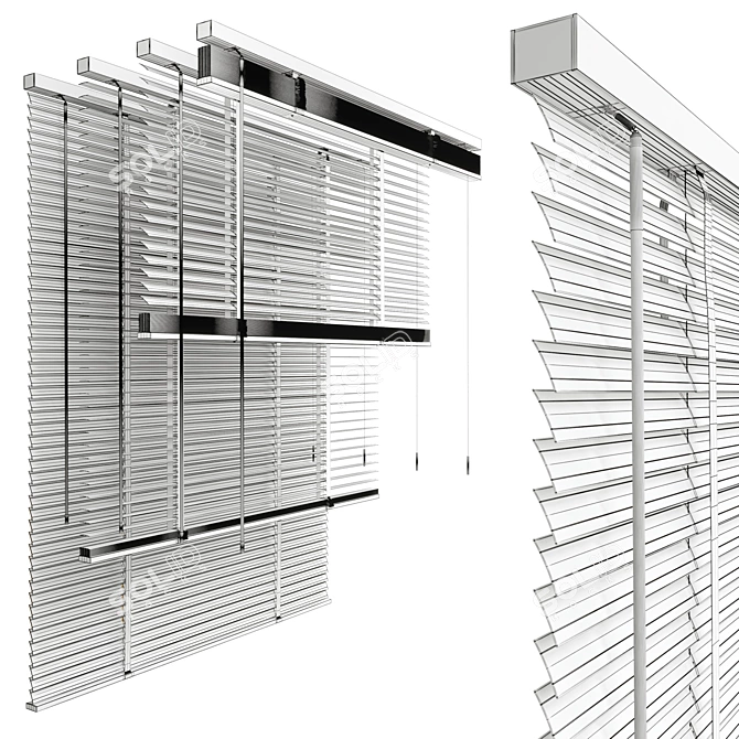 Modern Metal Blinds: Black & Gray 3D model image 6