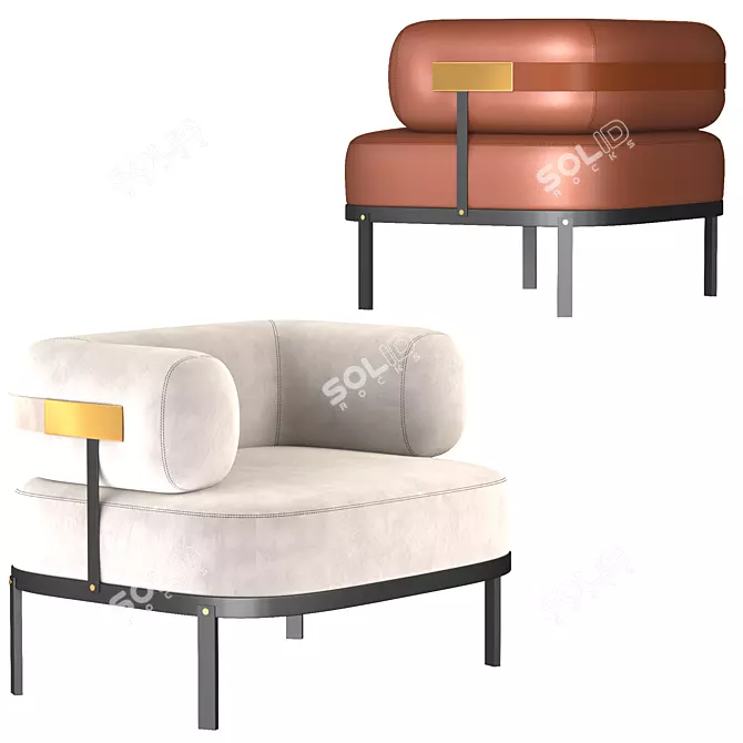 Belt Leather Accent Chair 3D model image 4