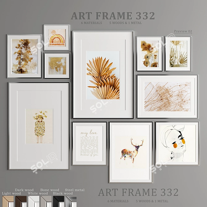 Elegant Art Frames in Multiple Sizes 3D model image 1