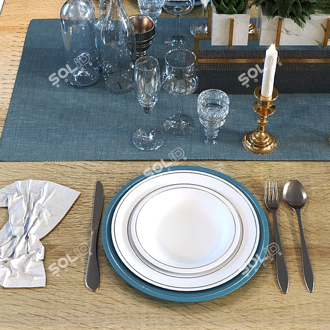 Modern Dining Table Set 016 3D model image 2