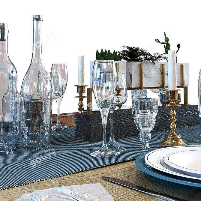 Modern Dining Table Set 016 3D model image 5