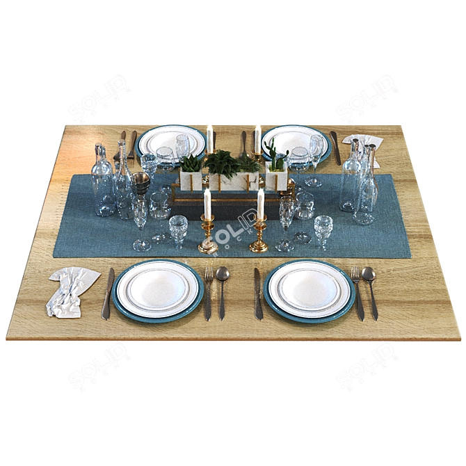 Modern Dining Table Set 016 3D model image 6