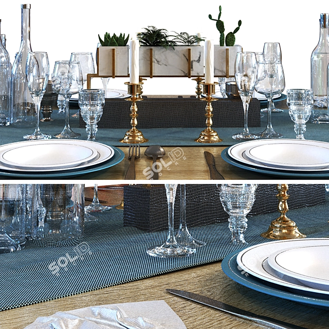 Modern Dining Table Set 016 3D model image 7