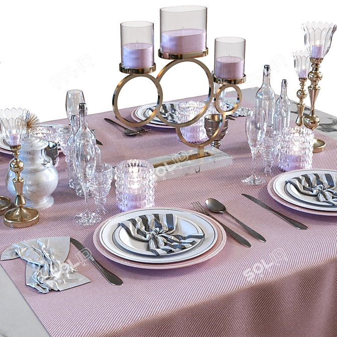 Modern Dining Table Set 017 3D model image 6