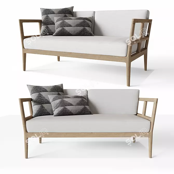 Sleek Teak Sofa for Modern Living 3D model image 1