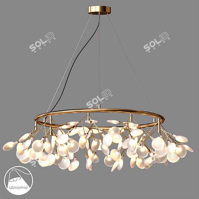 Golden Tree Circle Chandelier 3D model image 1