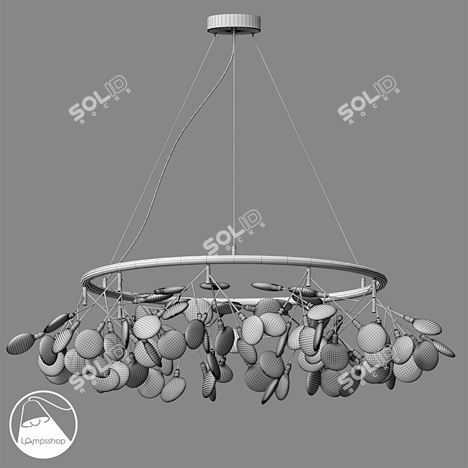 Golden Tree Circle Chandelier 3D model image 2