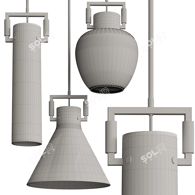  Modern Glass Pendant Light 3D model image 4