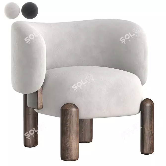 Sleek MOON Chair: Luxurious & Contemporary 3D model image 1