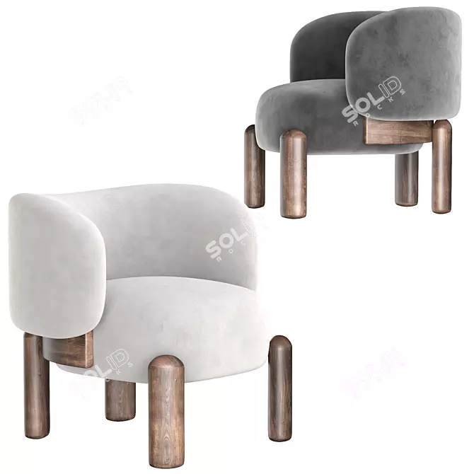 Sleek MOON Chair: Luxurious & Contemporary 3D model image 4