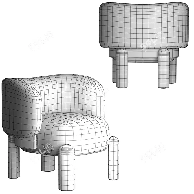 Sleek MOON Chair: Luxurious & Contemporary 3D model image 6