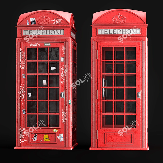 Classic London Phone Booth 3D model image 1