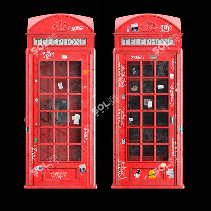 Classic London Phone Booth 3D model image 2