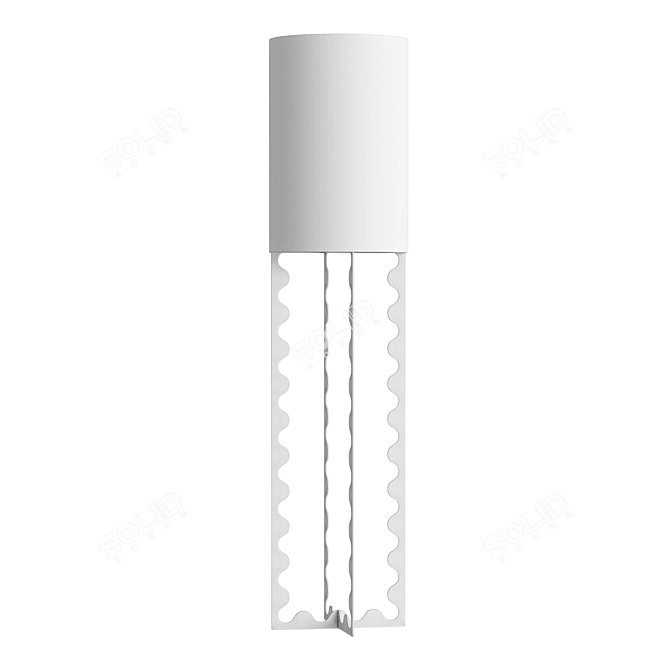Sculptural Nickel Ripple Floor Lamp 3D model image 2