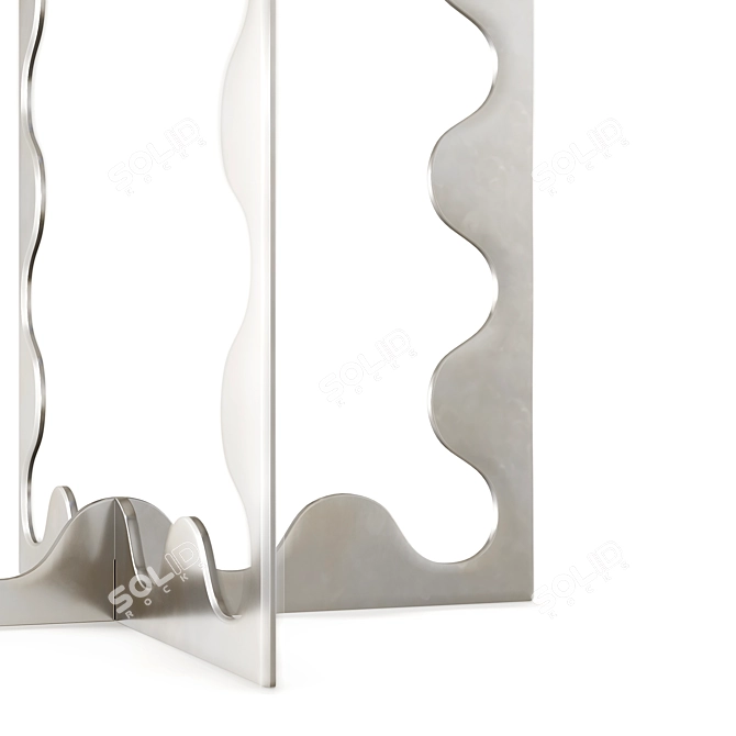 Sculptural Nickel Ripple Floor Lamp 3D model image 4