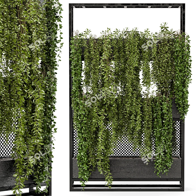 Set of 100 Indoor Hanging Plants: Metal Stand 3D model image 2