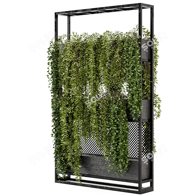 Set of 100 Indoor Hanging Plants: Metal Stand 3D model image 3