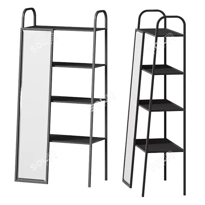 Black Metal Mirror Shelf 3D model image 1