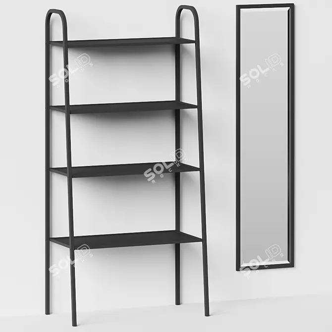 Black Metal Mirror Shelf 3D model image 2