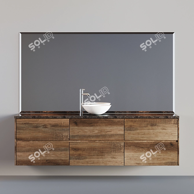 Elegant Bathroom Cabinet Set 3D model image 1