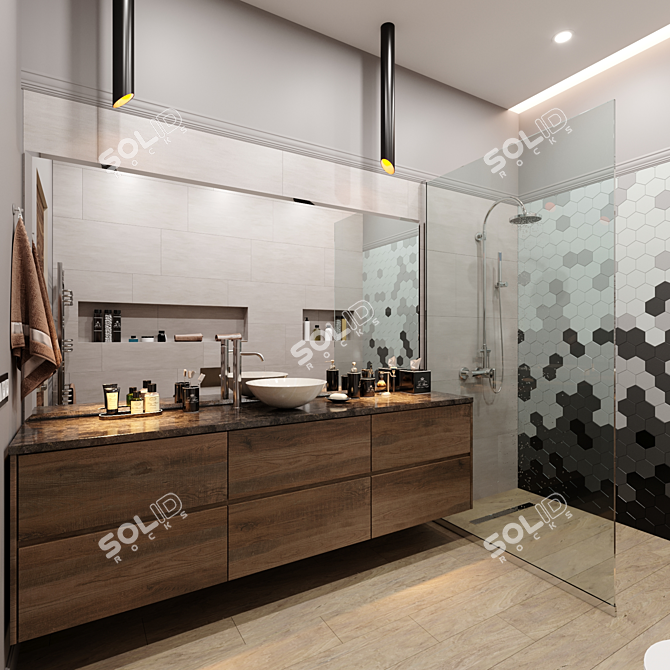 Elegant Bathroom Cabinet Set 3D model image 2