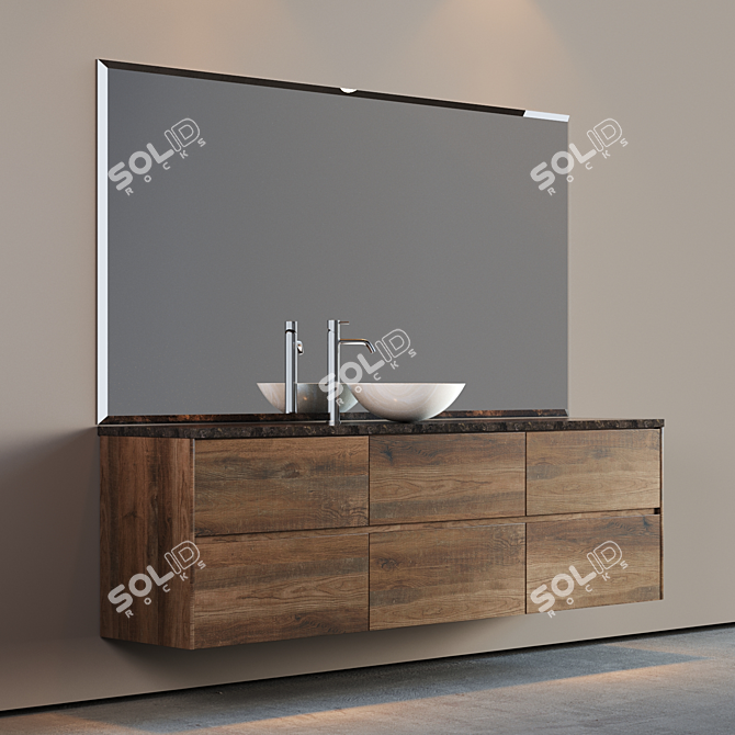 Elegant Bathroom Cabinet Set 3D model image 3