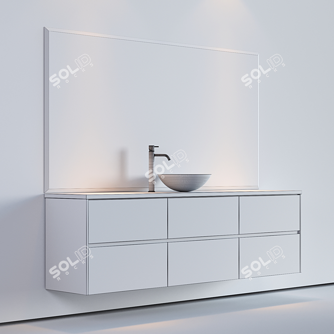 Elegant Bathroom Cabinet Set 3D model image 4