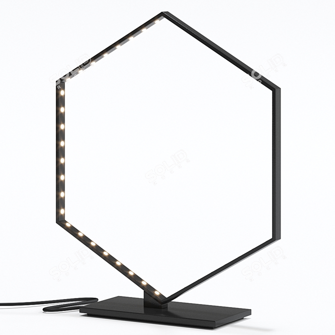 Sleek HEXA Black Table Lamp 3D model image 2