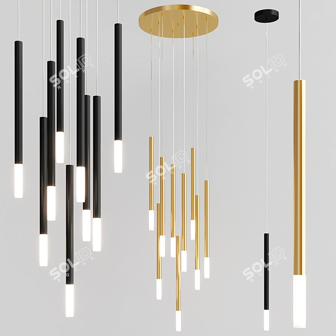 Elegant Zen Pendant Lights 3D model image 1