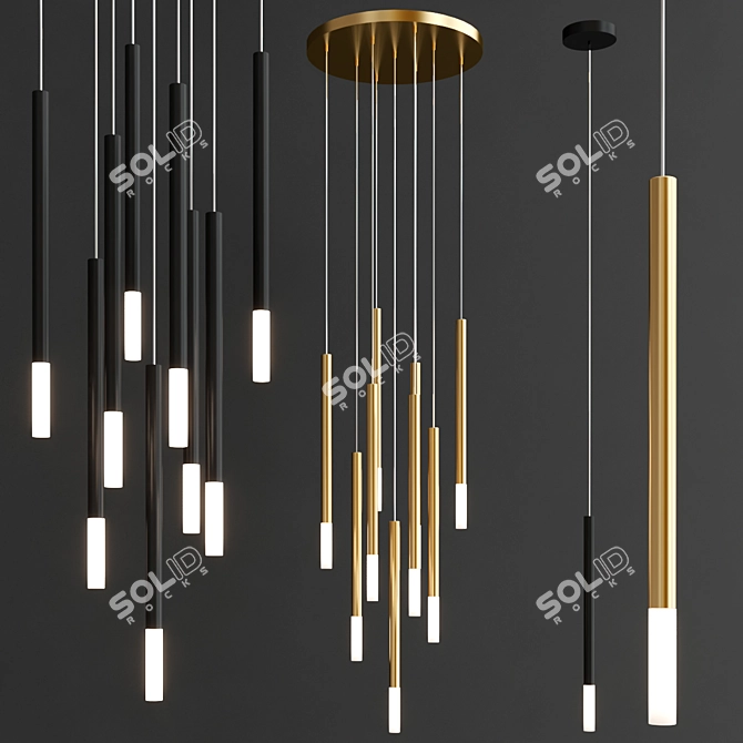 Elegant Zen Pendant Lights 3D model image 2