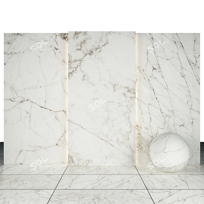 White Fun Marble: Textured Slabs & Tiles 3D model image 1